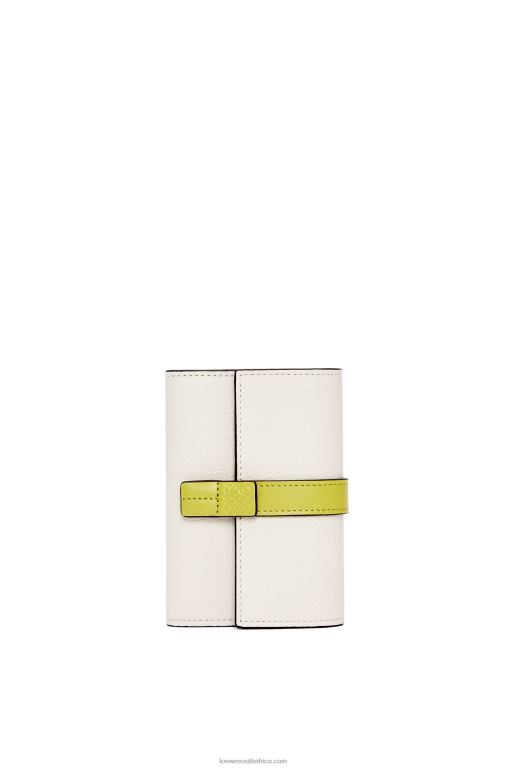 Loewe Women Small vertical wallet in soft grained calfskin 206XF1228 Soft White/Lime Yellow