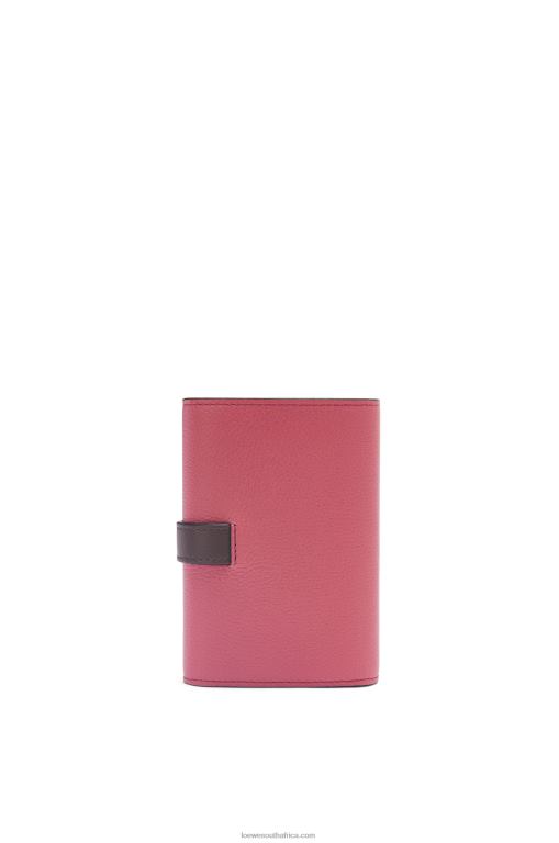 Loewe Women Small vertical wallet in soft grained calfskin 206XF1243 Plumrose/Chocolate