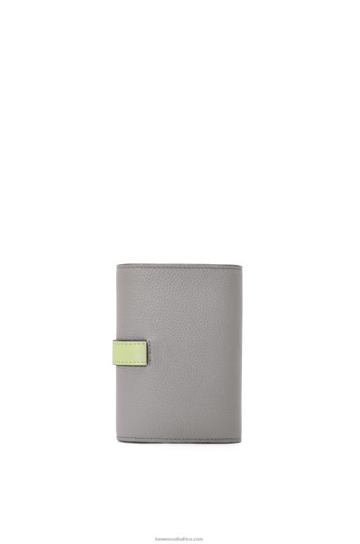 Loewe Women Small vertical wallet in soft grained calfskin 206XF1252 Pearl Grey/Light Pale Green
