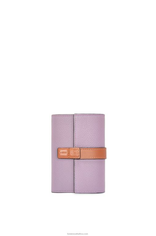 Loewe Women Small vertical wallet in soft grained calfskin 206XF1270 Dirty Mauve/Tan