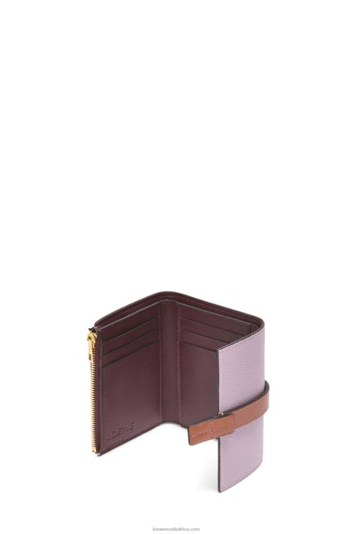 Loewe Women Small vertical wallet in soft grained calfskin 206XF1270 Dirty Mauve/Tan