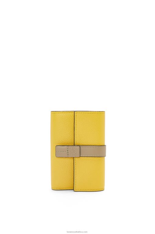 Loewe Women Small vertical wallet in soft grained calfskin 206XF1282 Yellow/Clay Green
