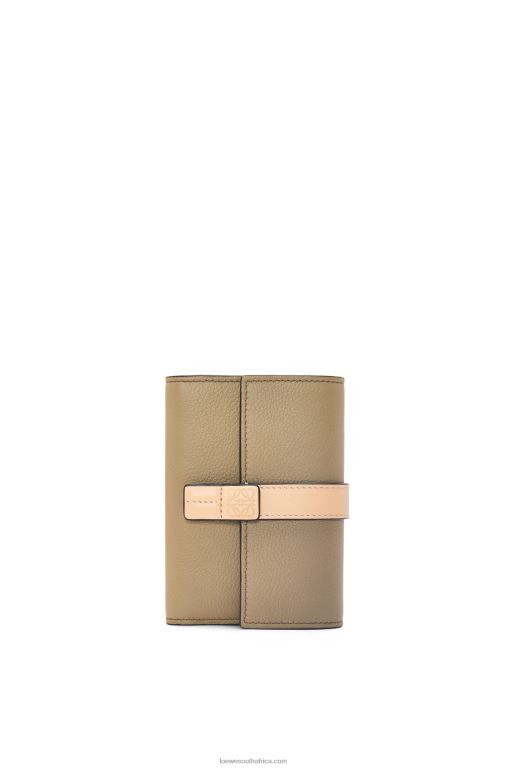 Loewe Women Small vertical wallet in soft grained calfskin 206XF1287 Artichoke Green/Dusty Beige