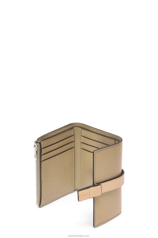 Loewe Women Small vertical wallet in soft grained calfskin 206XF1287 Artichoke Green/Dusty Beige