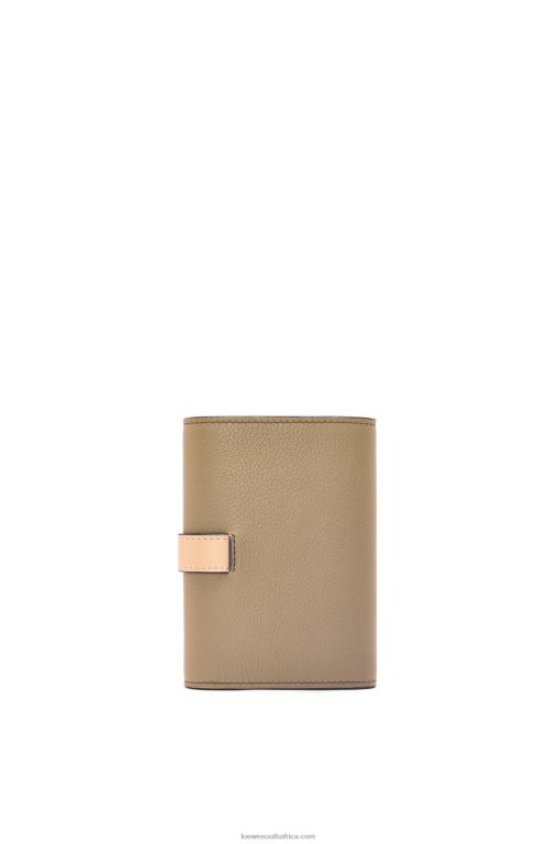 Loewe Women Small vertical wallet in soft grained calfskin 206XF1287 Artichoke Green/Dusty Beige
