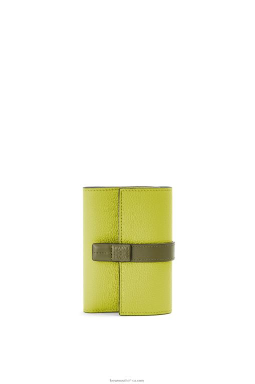 Loewe Women Small vertical wallet in soft grained calfskin 206XF1310 Lime Yellow/Avocado Green