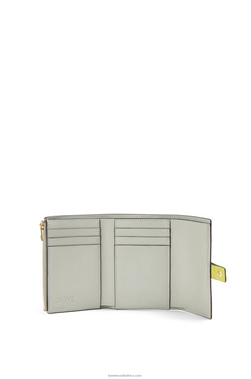 Loewe Women Small vertical wallet in soft grained calfskin 206XF1310 Lime Yellow/Avocado Green