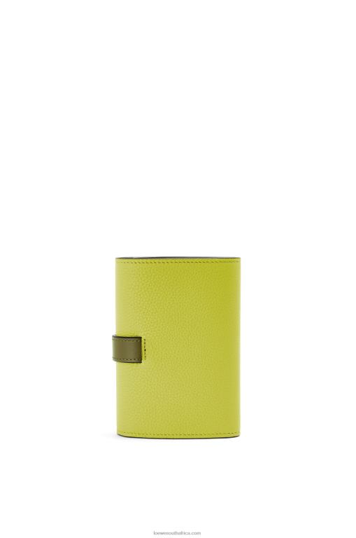 Loewe Women Small vertical wallet in soft grained calfskin 206XF1310 Lime Yellow/Avocado Green