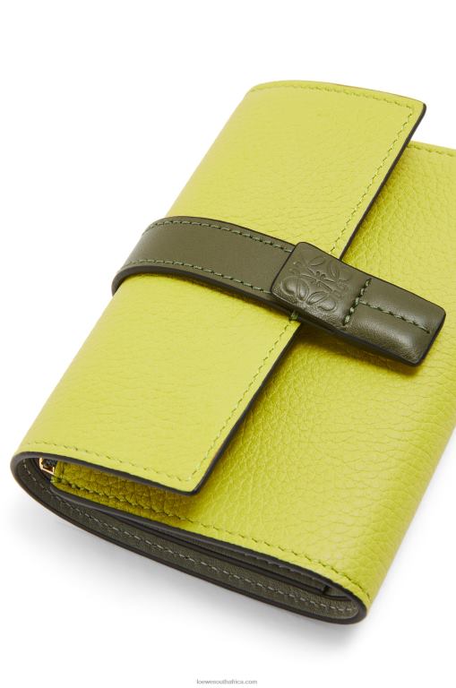 Loewe Women Small vertical wallet in soft grained calfskin 206XF1310 Lime Yellow/Avocado Green