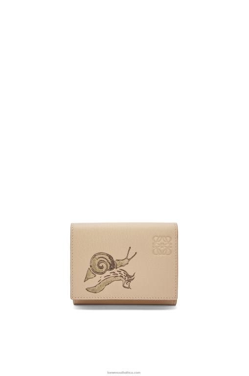 Loewe Women Snail trifold wallet in classic calfskin 206XF1300 Dusty Beige