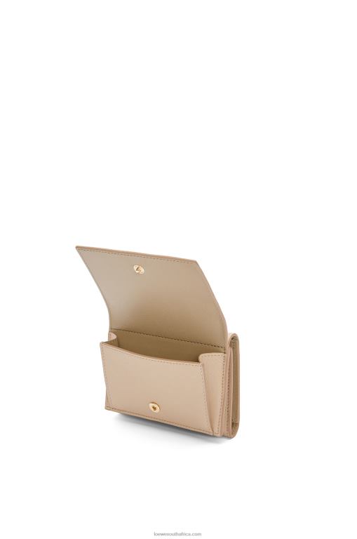 Loewe Women Snail trifold wallet in classic calfskin 206XF1300 Dusty Beige