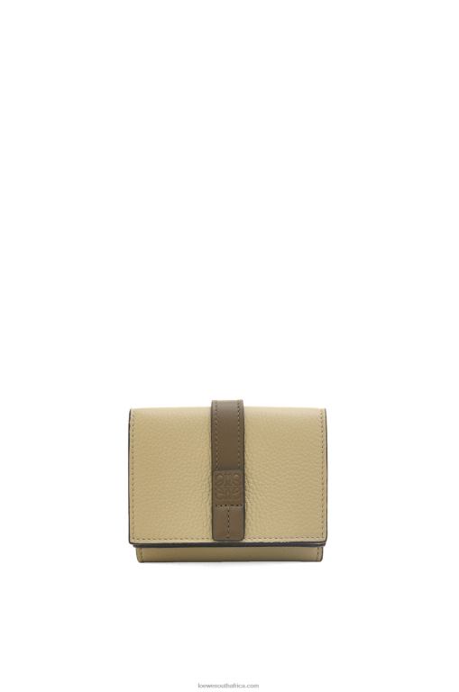 Loewe Women Trifold wallet in soft grained calfskin 206XF1209 Sage Green/Dark Khaki Green