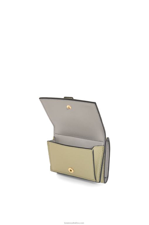 Loewe Women Trifold wallet in soft grained calfskin 206XF1209 Sage Green/Dark Khaki Green