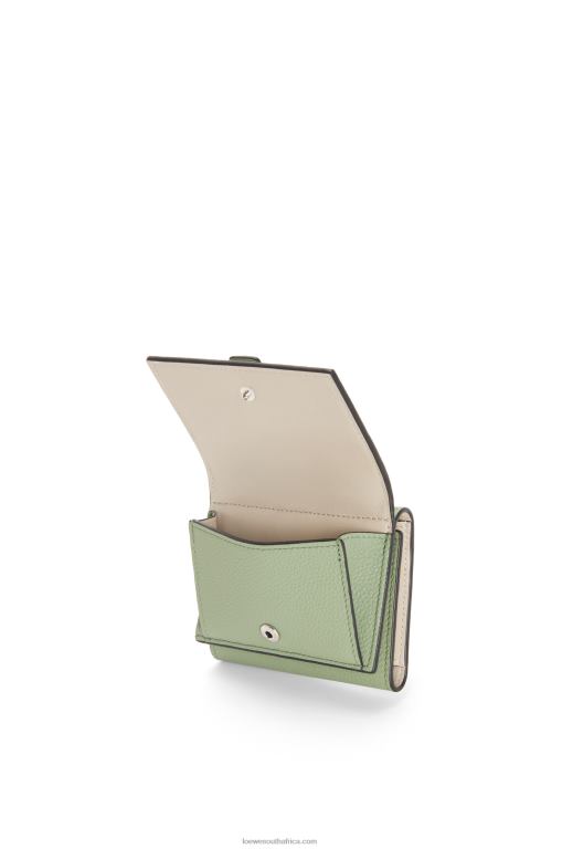Loewe Women Trifold wallet in soft grained calfskin 206XF1223 Rosemary/Tan