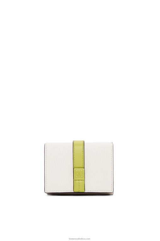 Loewe Women Trifold wallet in soft grained calfskin 206XF1227 Soft White/Lime Yellow