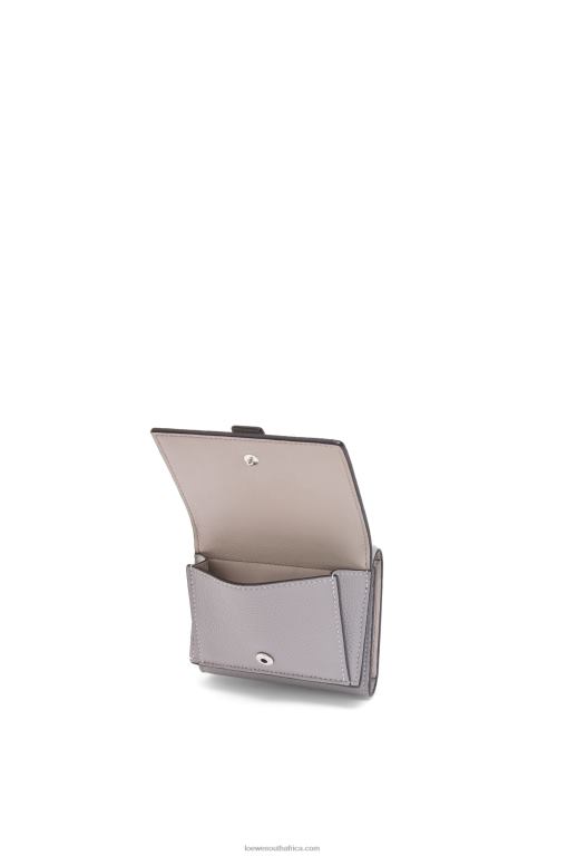 Loewe Women Trifold wallet in soft grained calfskin 206XF1250 Pearl Grey/Light Pale Green