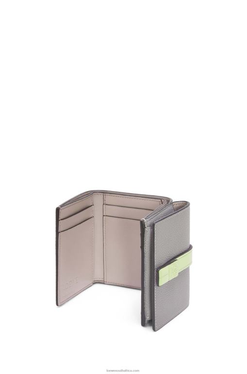 Loewe Women Trifold wallet in soft grained calfskin 206XF1250 Pearl Grey/Light Pale Green