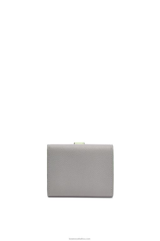 Loewe Women Trifold wallet in soft grained calfskin 206XF1250 Pearl Grey/Light Pale Green