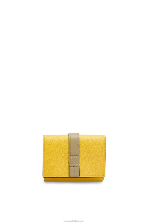 Loewe Women Trifold wallet in soft grained calfskin 206XF1284 Yellow/Clay Green