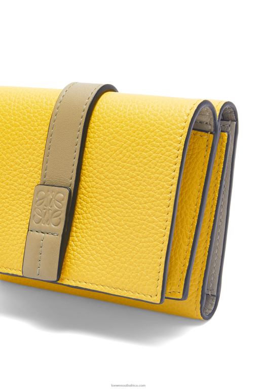 Loewe Women Trifold wallet in soft grained calfskin 206XF1284 Yellow/Clay Green