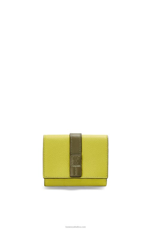 Loewe Women Trifold wallet in soft grained calfskin 206XF1311 Lime Yellow/Avocado Green