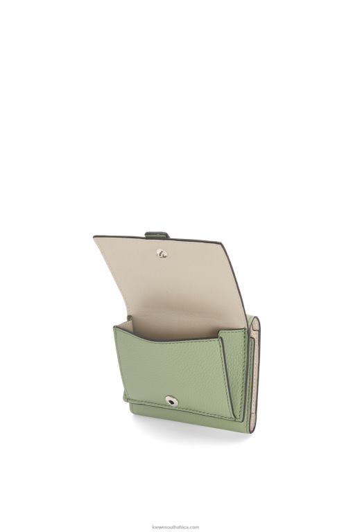Loewe Women Trifold wallet in soft grained calfskin 206XF1314 Rosemary/Tan