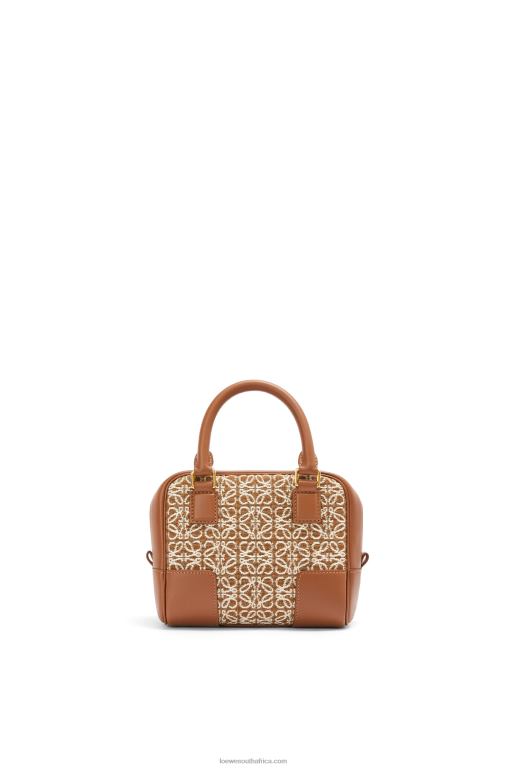 Loewe Women Amazona 16 Square bag in Anagram jacquard and calfskin 206XF163 Tan/Pecan