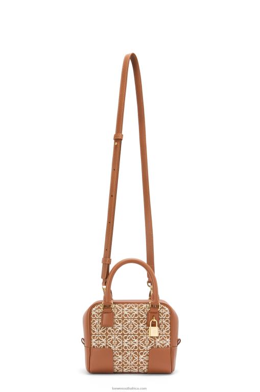 Loewe Women Amazona 16 Square bag in Anagram jacquard and calfskin 206XF163 Tan/Pecan