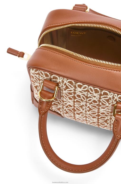 Loewe Women Amazona 16 Square bag in Anagram jacquard and calfskin 206XF163 Tan/Pecan