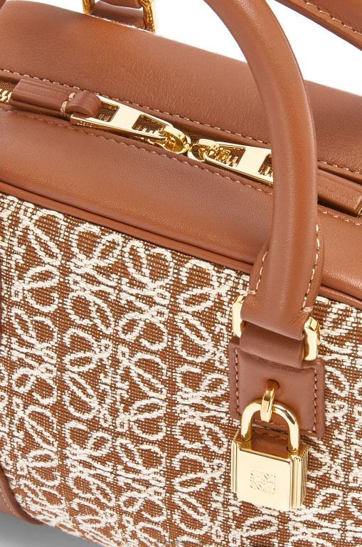 Loewe Women Amazona 16 Square bag in Anagram jacquard and calfskin 206XF163 Tan/Pecan