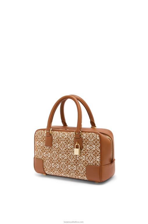 Loewe Women Amazona 23 in Anagram jacquard and calfskin 206XF162 Tan/Pecan