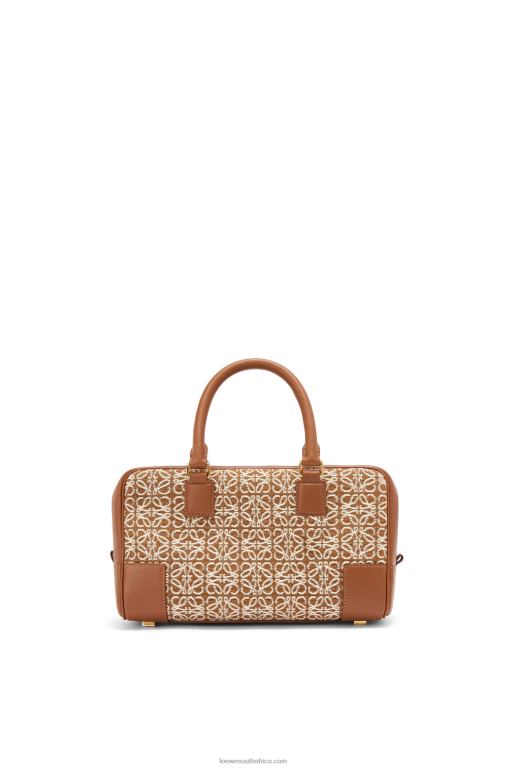 Loewe Women Amazona 23 in Anagram jacquard and calfskin 206XF162 Tan/Pecan