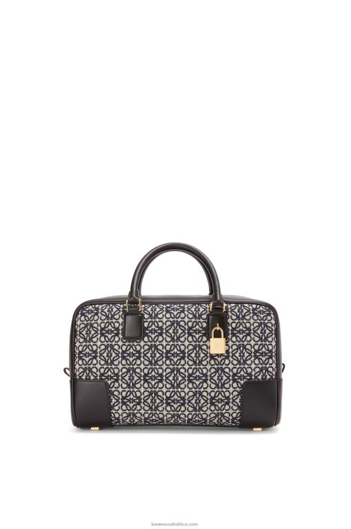 Loewe Women Amazona 28 bag in Anagram jacquard and calfskin 206XF168 Navy/Black