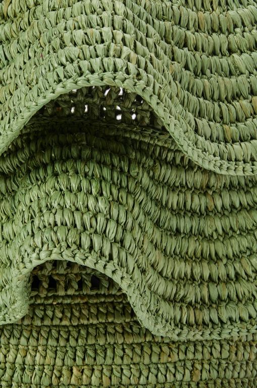 Loewe Women Balloon Ruffles bag in raffia and calfskin 206XF66 Green/Tan