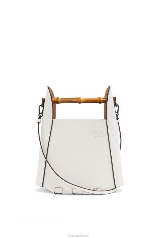 Loewe Women Bamboo bucket bag in calfskin 206XF178 Soft White