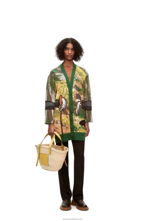 Loewe Women Basket bag in palm leaf and calfskin 206XF51 Dark Yellow