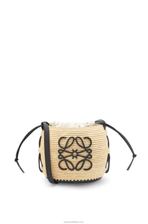 Loewe Women Beehive bag in raffia and rubber 206XF44 Natural/Black