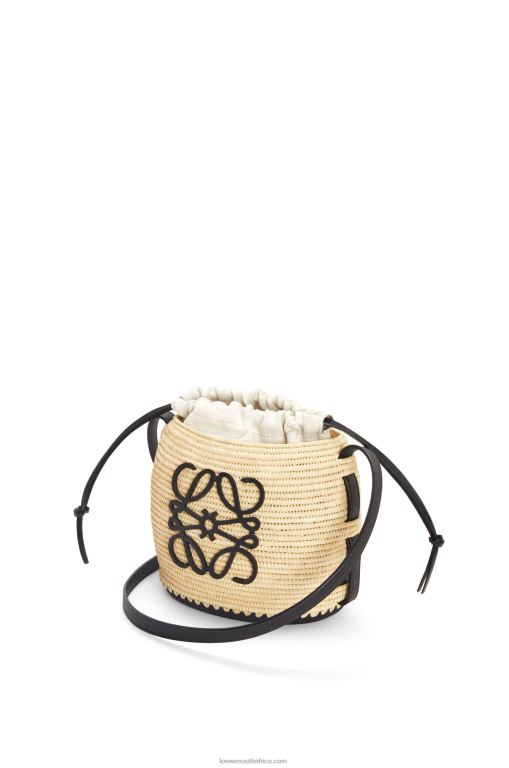 Loewe Women Beehive bag in raffia and rubber 206XF44 Natural/Black