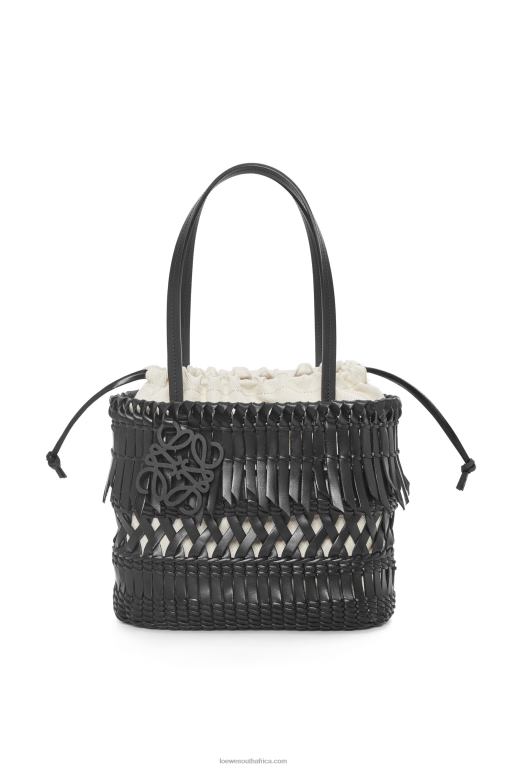 Loewe Women Fringe Square Basket bag in calfskin 206XF91 Black