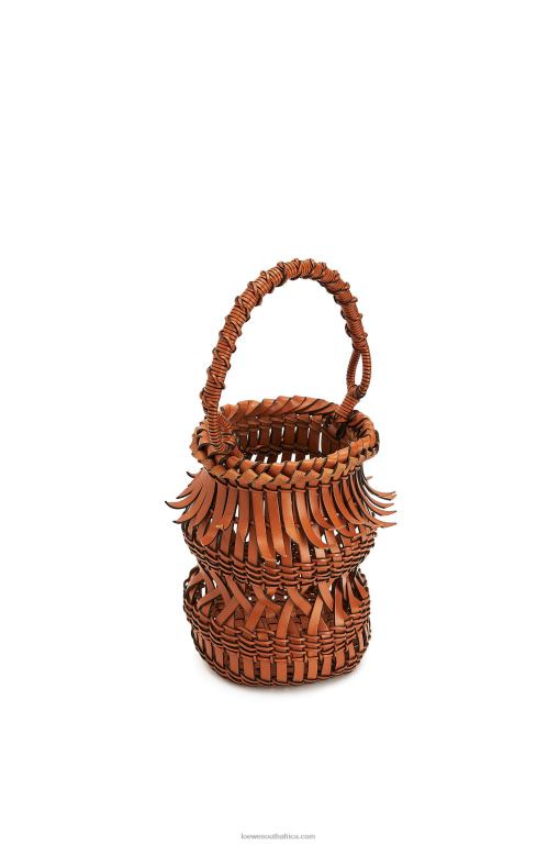Loewe Women Fringes Bucket bag in calfskin 206XF185 Tan