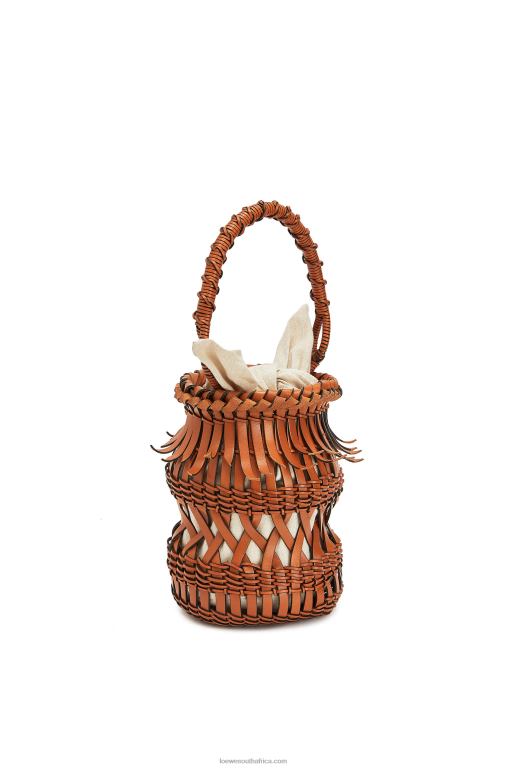 Loewe Women Fringes Bucket bag in calfskin 206XF185 Tan