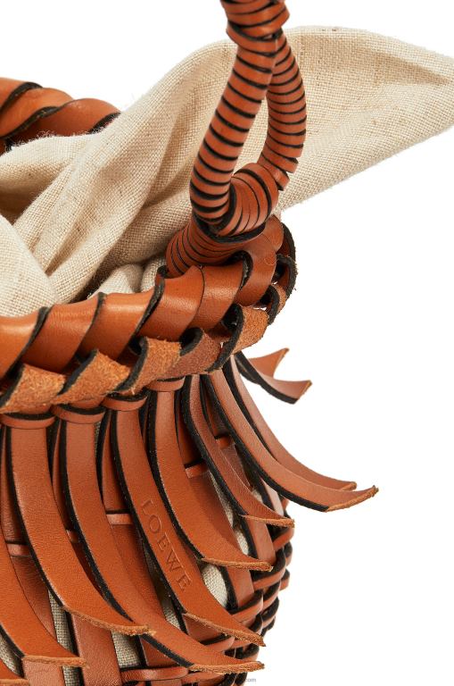 Loewe Women Fringes Bucket bag in calfskin 206XF185 Tan