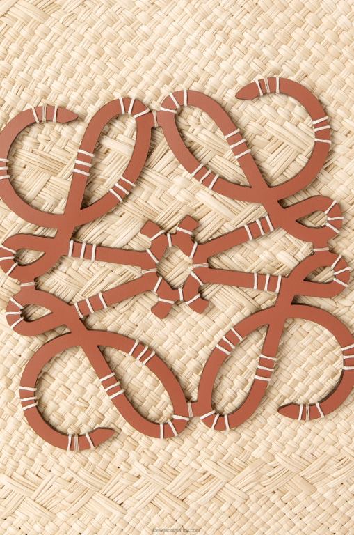 Loewe Women Large Anagram Basket bag in iraca palm and calfskin 206XF17 Natural/Tan