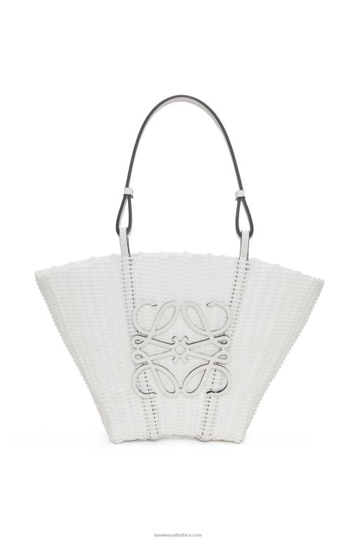 Loewe Women Mermaid basket bag in plastic and calfskin 206XF59 White