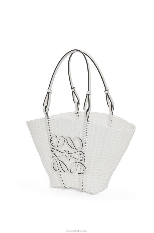 Loewe Women Mermaid basket bag in plastic and calfskin 206XF59 White