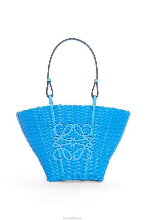Loewe Women Mermaid basket bag in plastic and calfskin 206XF60 Sky Blue