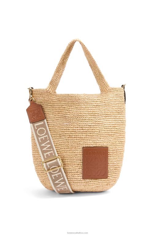 Loewe Women Mini Slit bag in raffia and calfskin 206XF10 Natural/Tan