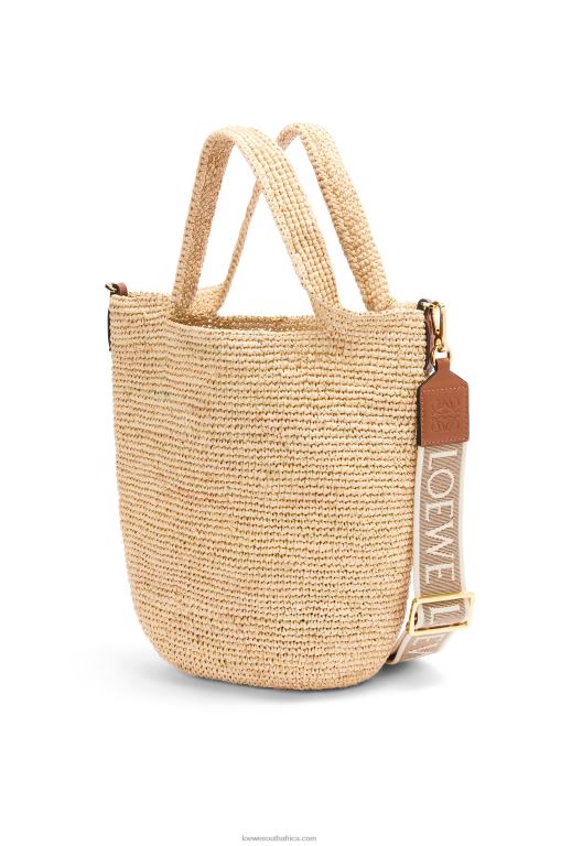 Loewe Women Mini Slit bag in raffia and calfskin 206XF10 Natural/Tan