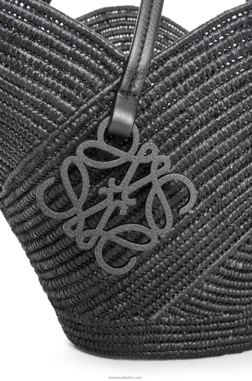 Loewe Women Petal basket bag in raffia and calfskin 206XF41 Black