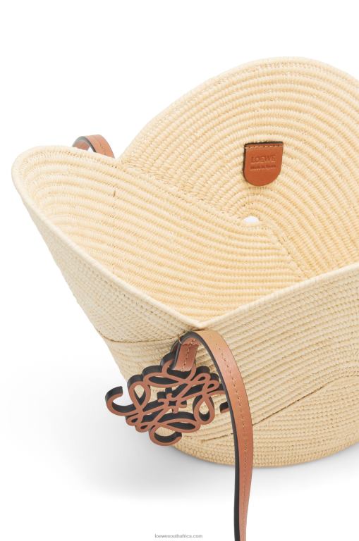 Loewe Women Petal basket bag in raffia and calfskin 206XF61 Natural/Tan